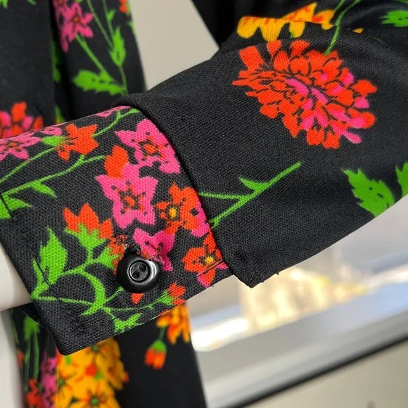 Sears Sz 6-8 Vintage Two Piece Viscose Button Shirt Elastic Waist Pant Suit - Picture 4 of 8